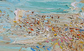 Crowd-and-surf-Plein-air-Oil-on-canvas-100cm-x-150cm-David-K-Wiggs