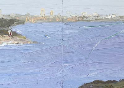 Grey Harbour-Plein air-Diptych-Oil on oil paper-50cm x 80cm framed-David K Wiggs 2019