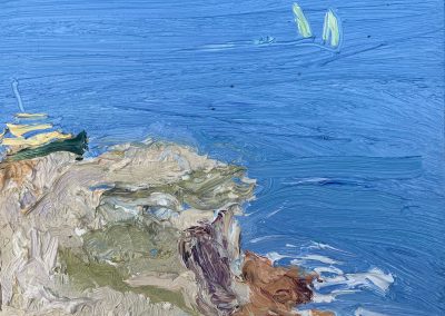 Manly ferry and sailing school past Dobroyd-Plein air-Oil on oil paper-50cm x 55cm framed-David K Wiggs 2020