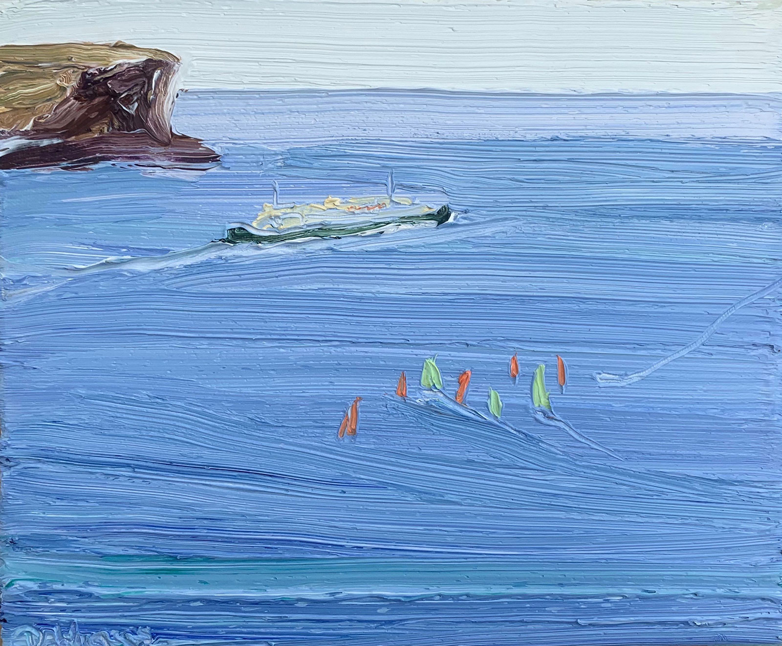 Passing-North-head-and-Balmoral-windsurfing-school-Plein-air-Oil-on-canvas-25cm-x-30cm-David-K-Wiggs-2021