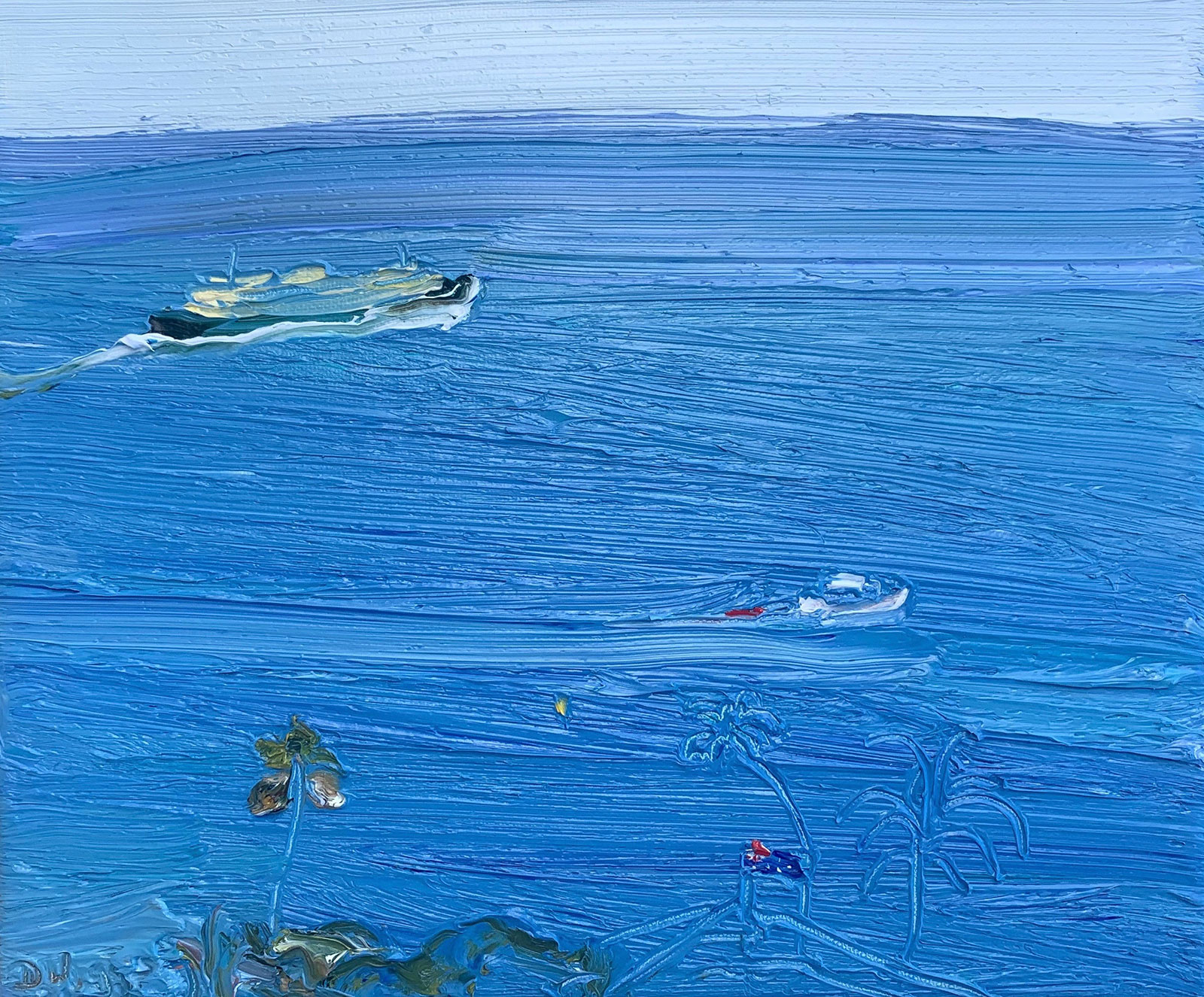 Past-The-Blue-Flag-and-the-Balmoral-swimming-club-Plein-air-Oil-on-canvas-25cm-x-30cm-David-K-Wiggs-2021